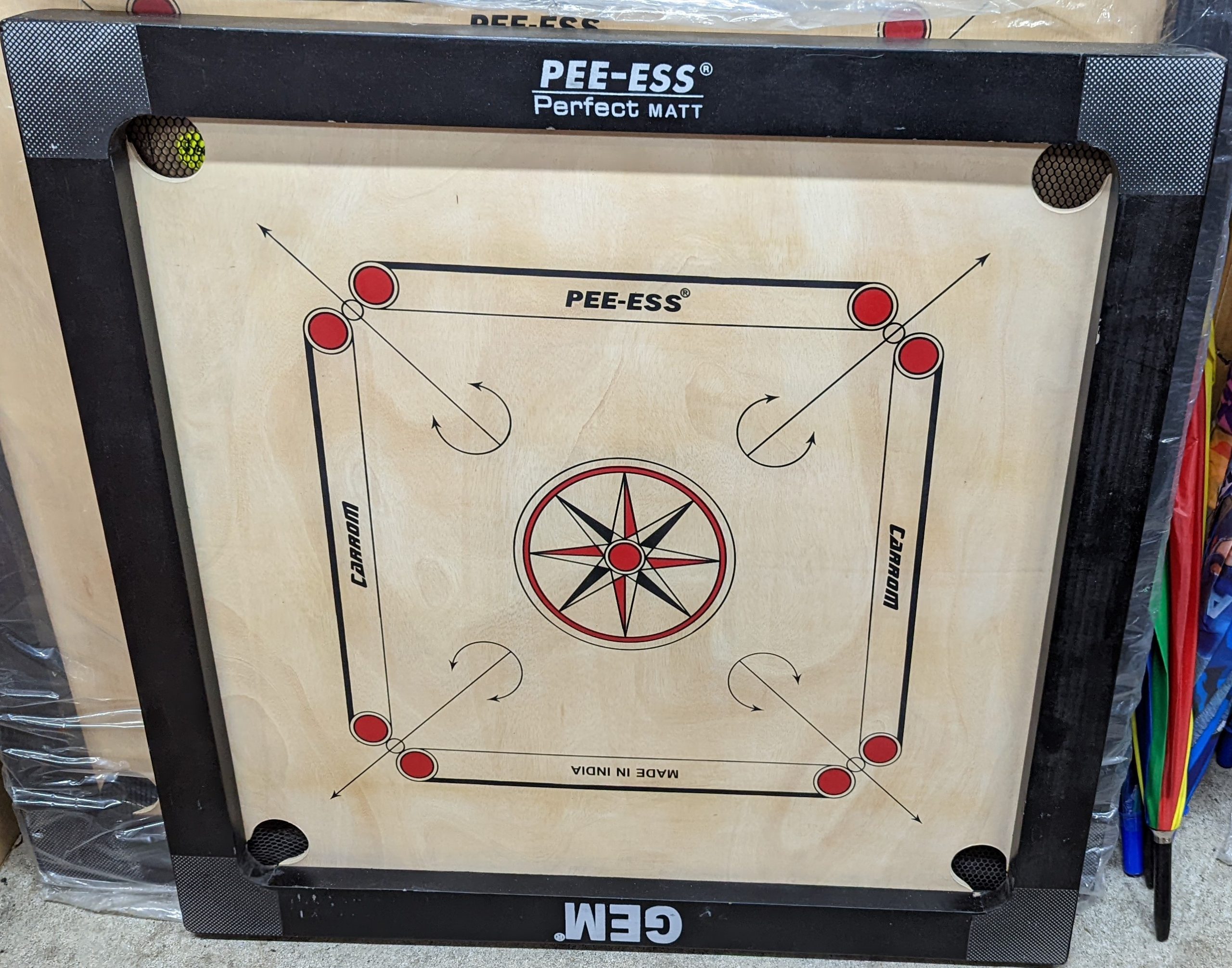 70x70 cm High Quality Carrom Board - Black painted borders